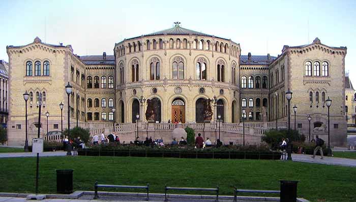 O Stortinget, sede do Parlamento da Noruega, em Oslo