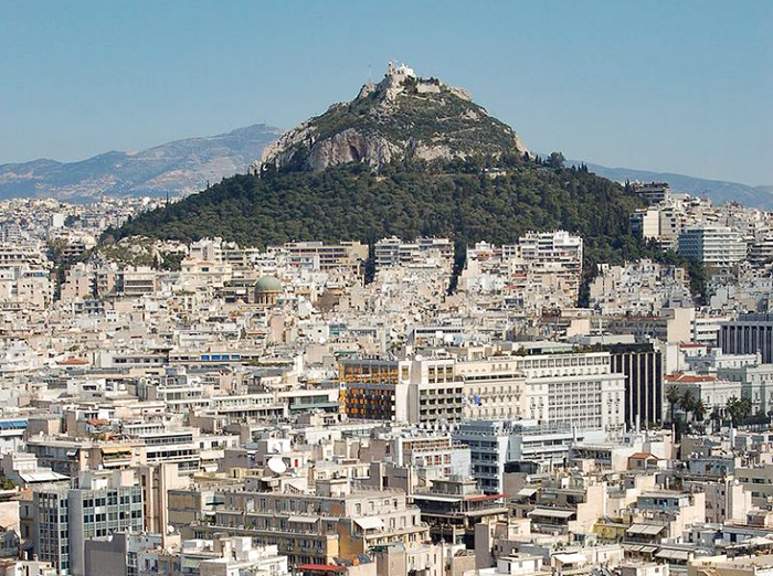 O Monte Likabitus, em Atenas, Grécoa