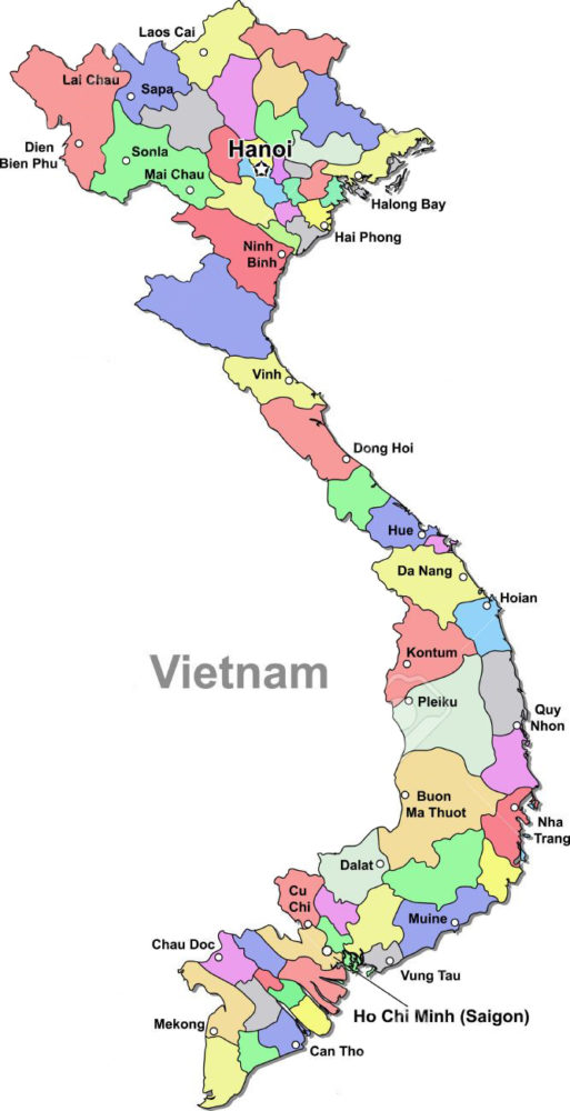 Mapa do Vietnam, no Museu da Prisão, em Hanói