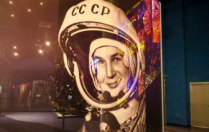 Valentina Vladimirovna Tereshkova, no Museu da Cosmonáutica, em Moscou, Rússia