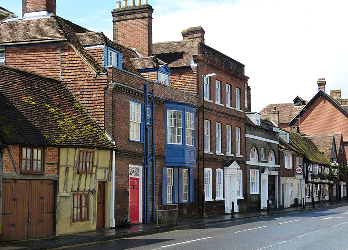 Uma ruazinha típica da Inglaterra, em Salisbury