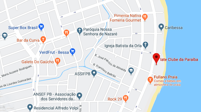 Localização do Ocean atlântico Hotel, em João Pessoa, Paraíba