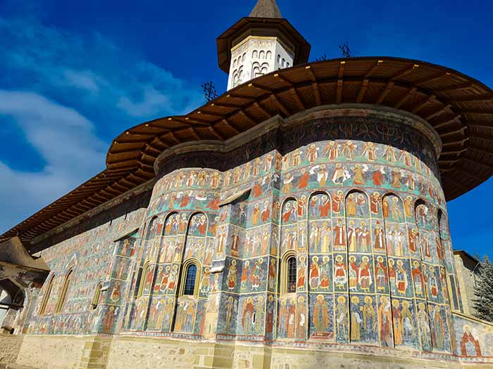 Pintura na parte exterior do mosteiro de Sucevita, Romênia