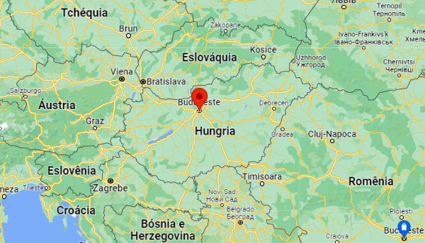 Localização de Budapeste no mapa da Hungria