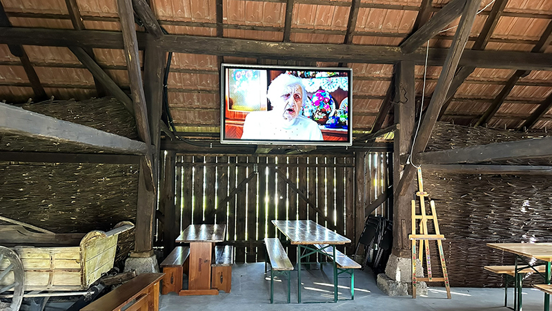 Zalipie: o vilarejo polonês que saiu de um conto de fadas 4 Sala de vídeo da Fazendo Felicja Curyłowej, em Zalipie, Polônia.