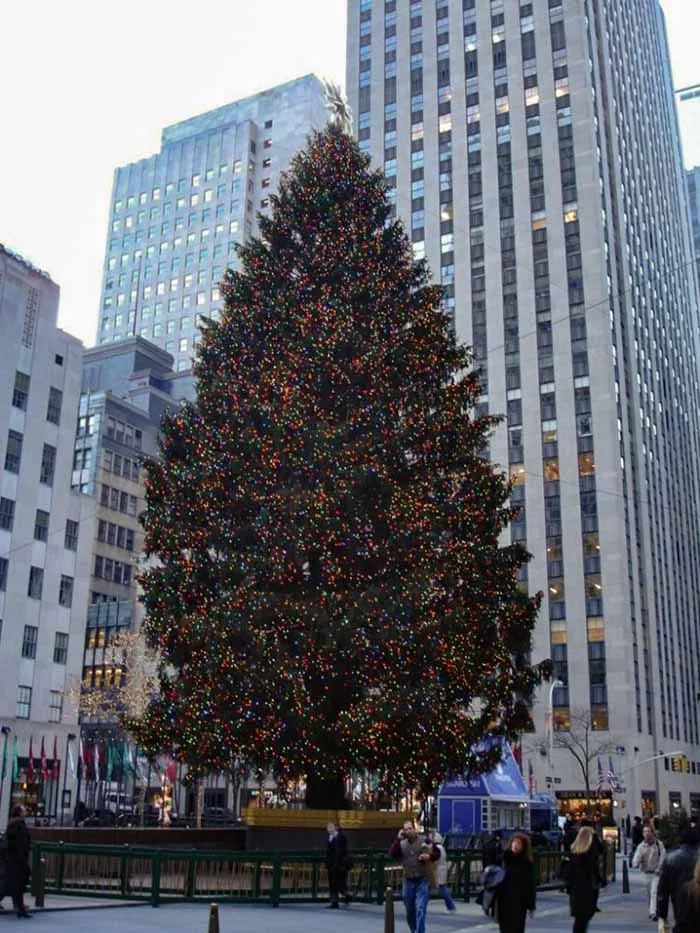 A Árvore de Natal em Nova Iorque, armada no Rockefeller Center, Estados Unidos Árvore de Natal em Nova Iorque