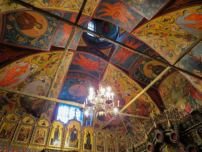 Teto da Catedral de São Basílio, em Moscou, Rússia Teto da Catedral de São Basílio