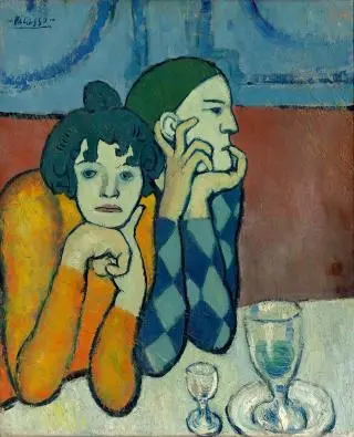 Obra de Pablo Picasso, no Museu Pushkin de Belas Artes, em Moscou, Rússia Arlequim e sua companheira, de Pablo Picasso, no Museu Pushkin
