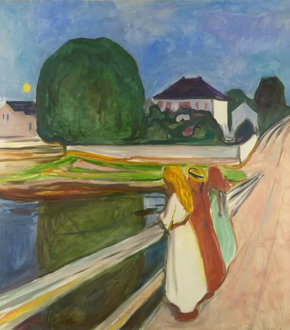 Quadro de Edvard Munch, no Museu Pushkin de Belas Artes, em Moscou, Rússia Meninas na Ponte, de Edvard Munch, no Museu Pushkin