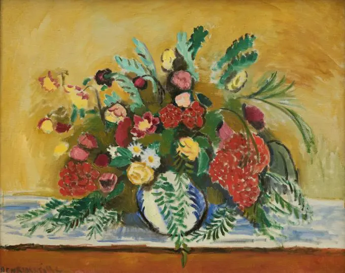 Obra de Henri Matisse, no Museu Pushkin de Belas Artes, em Moscou, Rússia Bouquet de Flores em um Vaso Branco, de Henri Matisse
