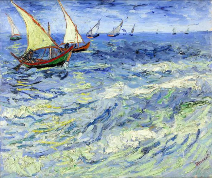 Obra de Vicent Van Gogh, no Museu Pushkin de Belas Artes, em Moscou, Rússia O Mar em Saint Marie, de Vincent Van Gogh, no Museu Pushkin
