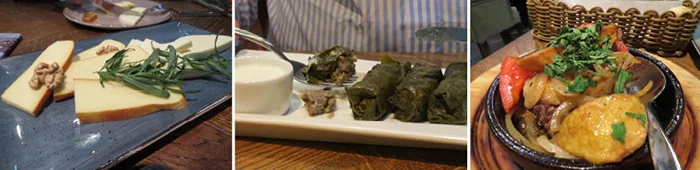 As opções culinárias do Restaurante Cha Cha, em São Petersburgo, na Rússia A culinária da Geórgia é farta e deliciosa