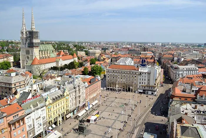 Vista aérea de Zagreb, Croacia Zagreb, capital da croácia