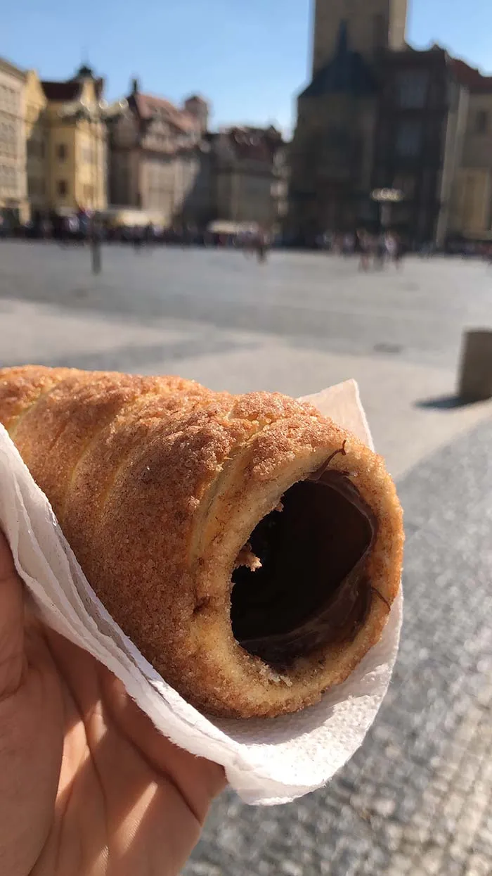 Trdelnik, pão doce, em Praga, República Checa. Trdelnik, pão doce, em Praga.