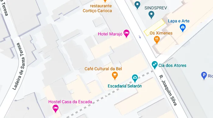 Escadaria Selarón, no Rio de Janeiro: conheça o encanto e as cores vibrantes deste ícone carioca 1 Mapa da Escadaria Selarón, no centro do Rio de Janeiro