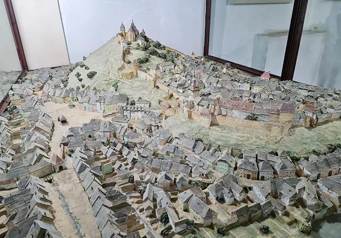 maquete de Sighisoara, Romênia, no museu da cidade maquete de Sighisoara, Romênia