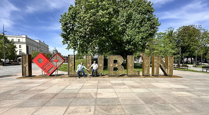 Letreiro de Lublin na Praça Litewski, Lublin, Polônia