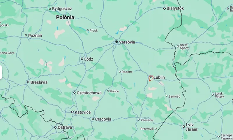 Lublin no mapa da Polônia