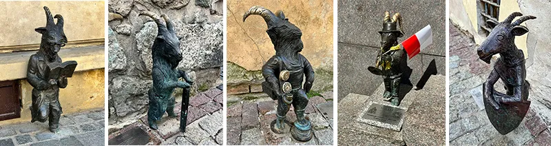 Jan, Kasik, Koziołek-Światłowid, Onufry e Mikołaj espalhados por Lublin, Polônia