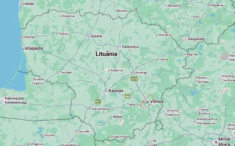 Localização de Vilnius, Lituânia, no Google Maps Vilnius no Google Maps